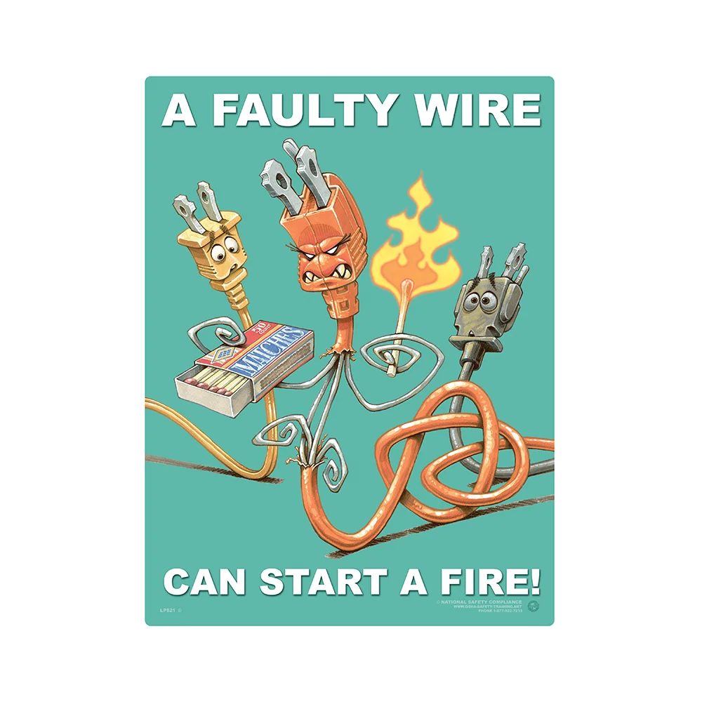Faulty Wire Can Start A Fire Safety Poster