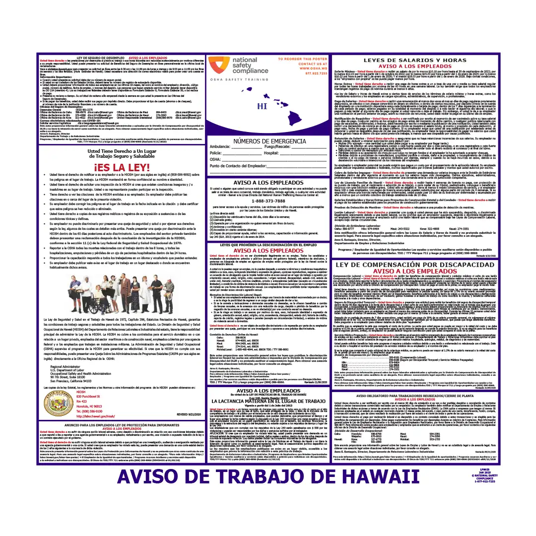 2026 Hawaii State & Federal Labor Law Posters