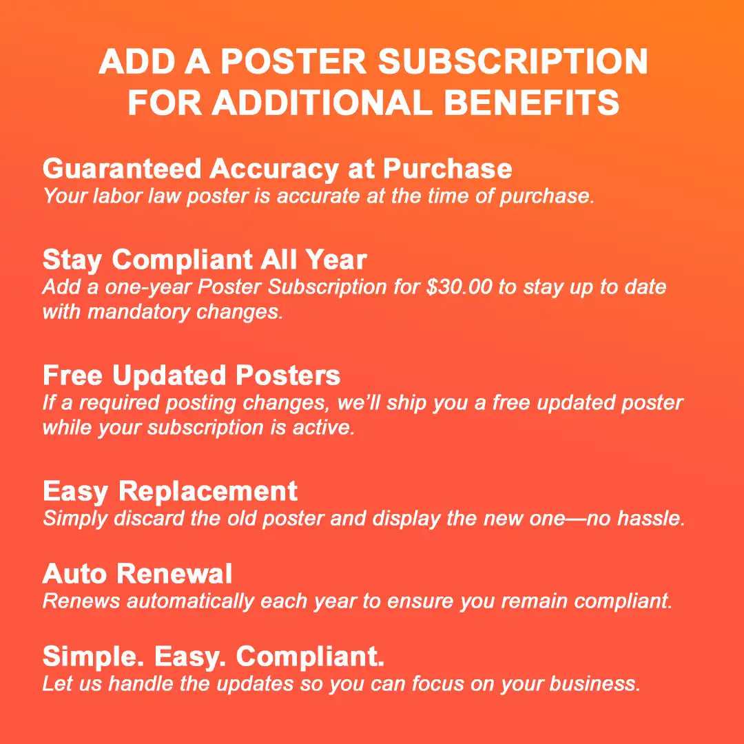 Labor law poster subscription benefits: free updated posters when a required posting changes