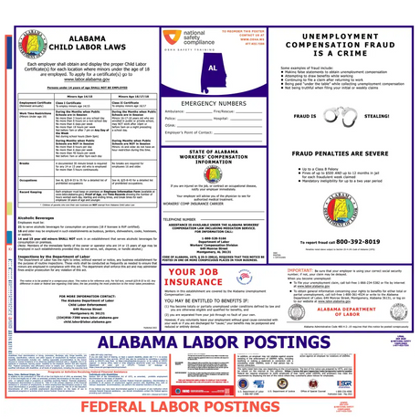 Alabama state and federal labor law posters, English