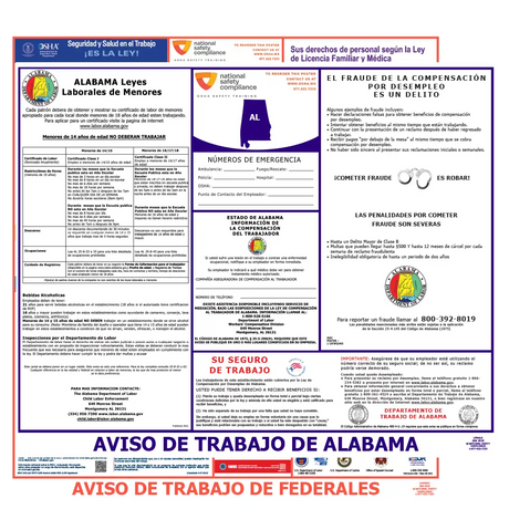 Alabama state and federal labor law posters in Spanish