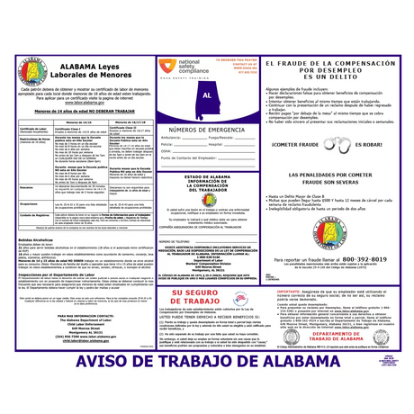 Alabama state labor law poster in Spanish