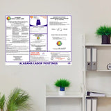 Alabama and federal labor law posters displayed on a workplace wall