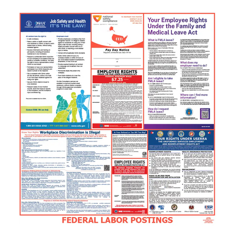 Federal labor law poster, 24 × 26 in, English