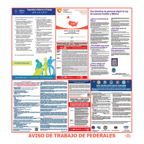 Federal labor law poster in Spanish, 24 × 26 in