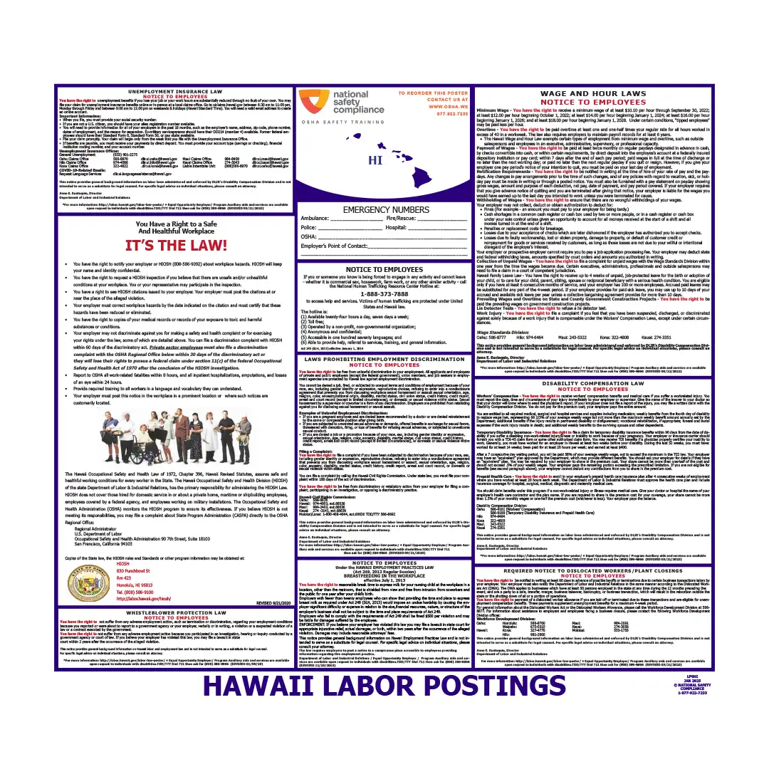 2026 Hawaii State & Federal Labor Law Posters