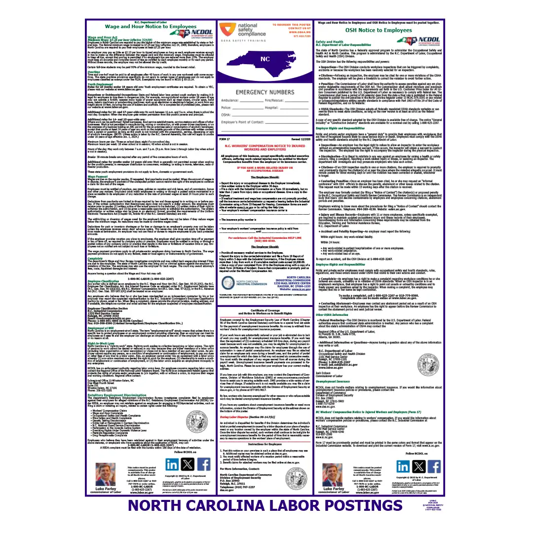 2026 North Carolina State & Federal Labor Law Posters