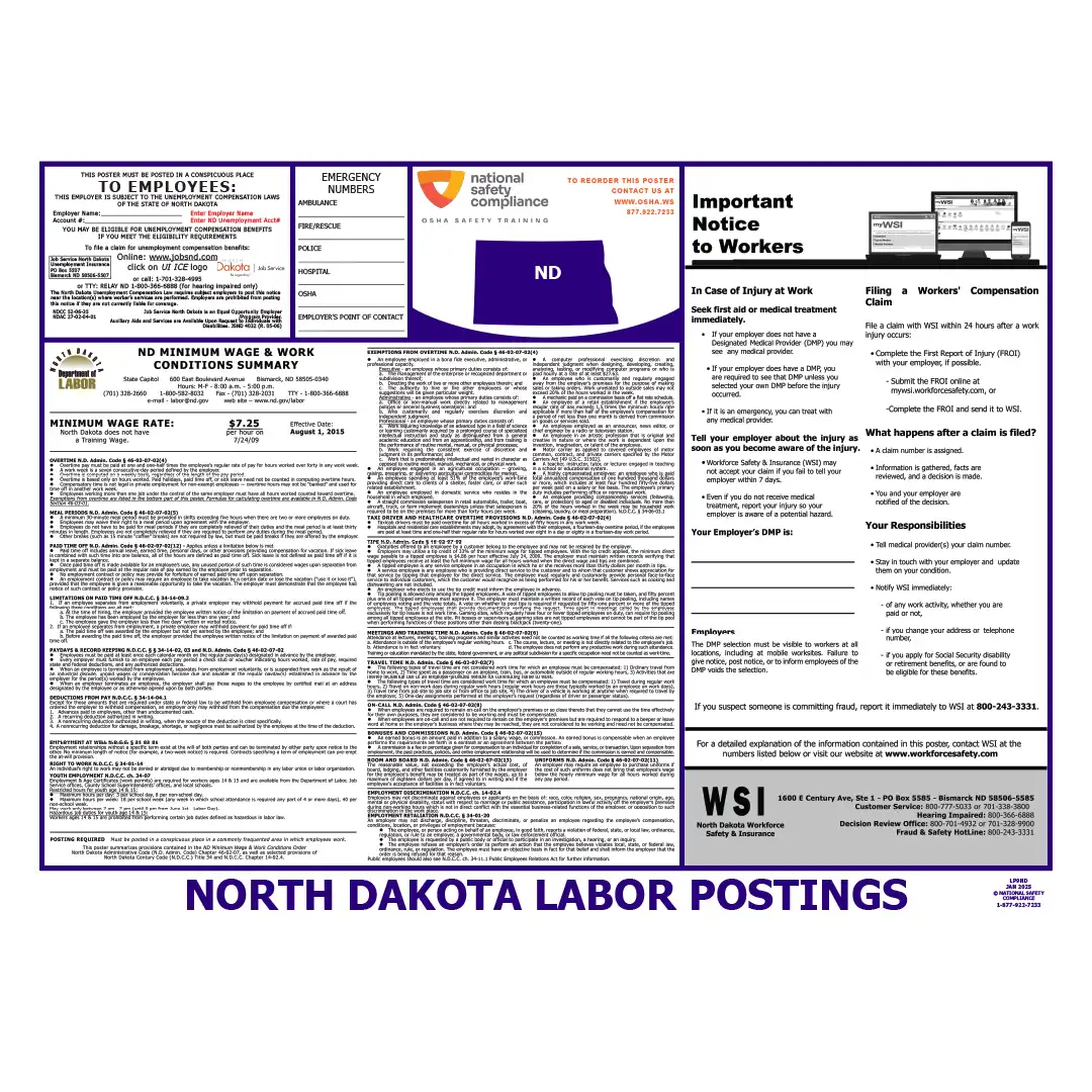 2026 North Dakota State & Federal Labor Law Posters