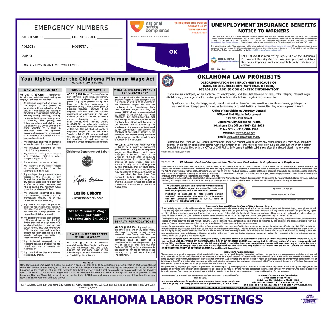 2026 Oklahoma State & Federal Labor Law Posters